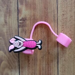 Pig with Hands in the Air Straw Topper Silicone 10mm / 0.4 in Cap Accessory